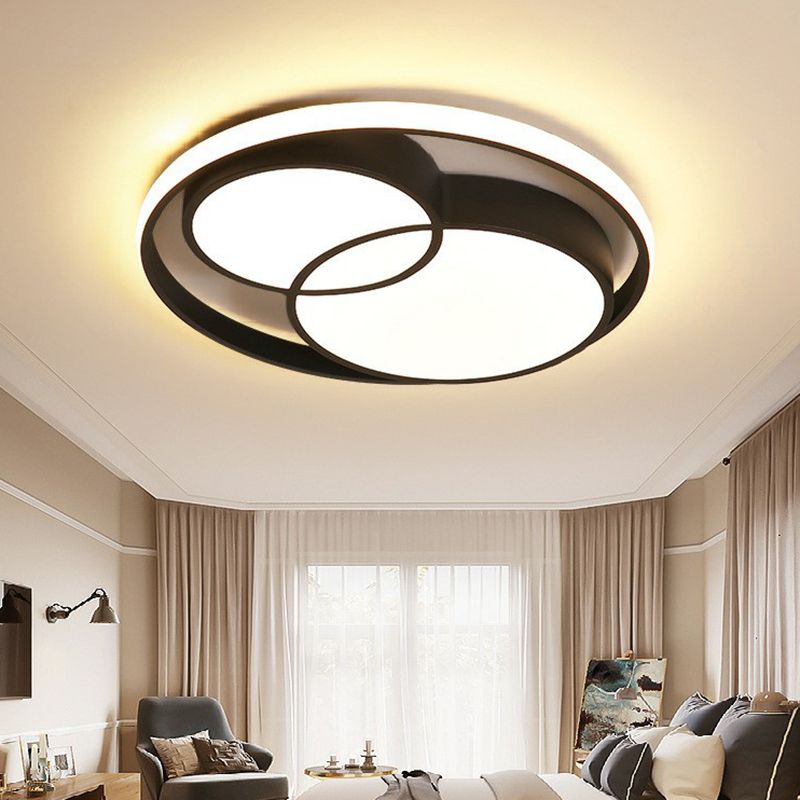 Plafonnier LED rond en aluminium de Style nordique, plafonnier noir pour chambre à coucher