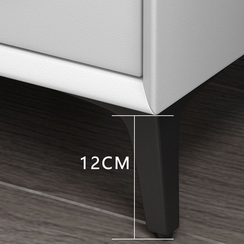 Leather Nightstand with 4 Black Legs Glam Night Table with Drawers