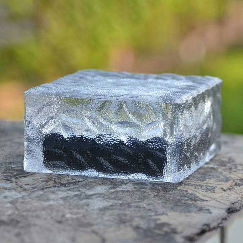 Square Clear Glass Solar Ground Lighting Minimalistic LED Path Light for Courtyard