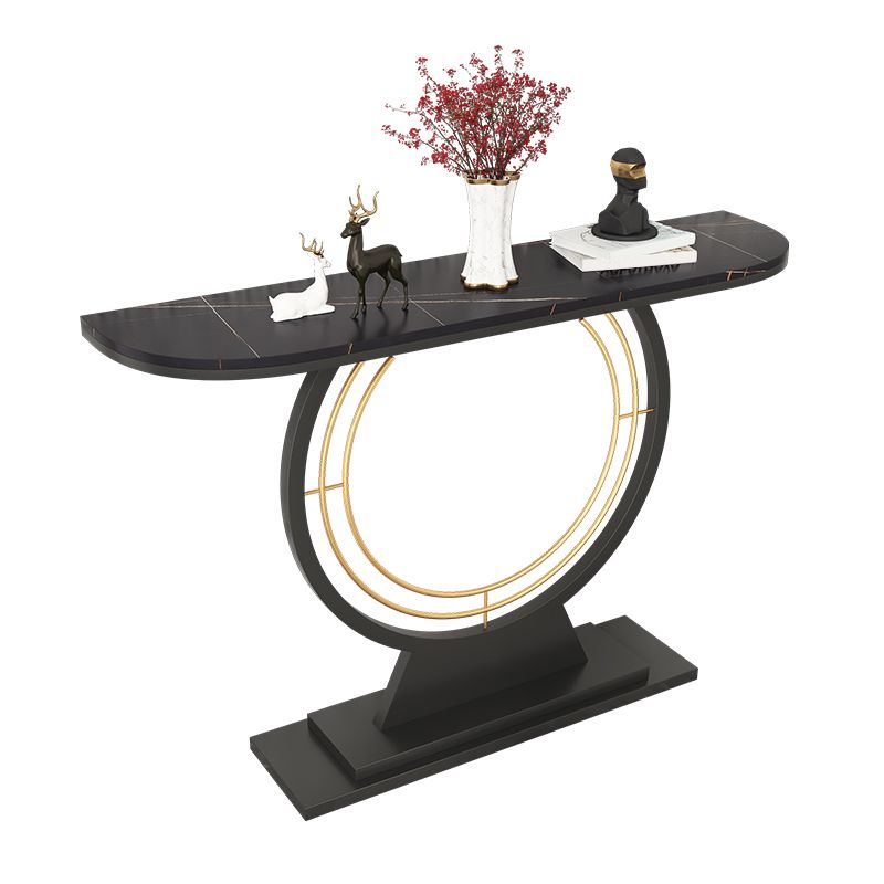Contemporary Console Accent Table Antique Finish Half Moon Console