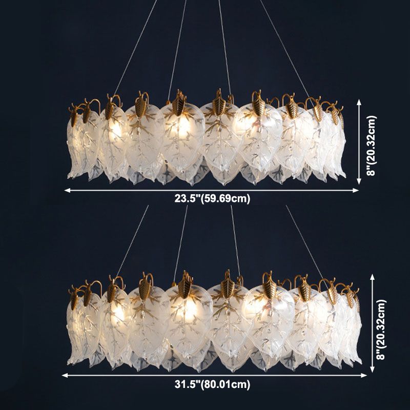 Leaf Chandelier Light Fixture Modern White Glass Pendant Lighting for Restaurant