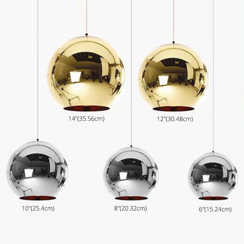 Elektroplattierte Spiegelglas Globe hängend Licht zeitgemäß minimalistische 1-Licht-Beleuchtung für den Korridorgang