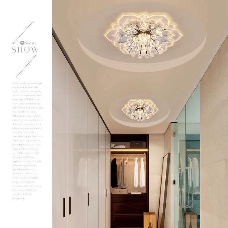 Flower-shaded Flush Mount Ceiling Light Fixture Modern Crystal Flushmount Recessed Lighting