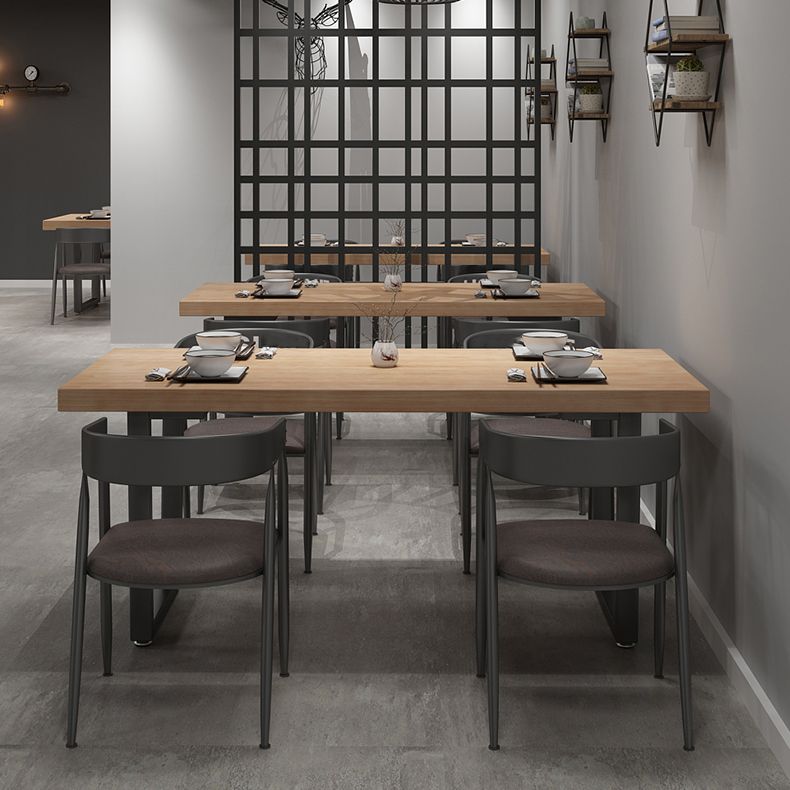 Industrial Style Solid Wood Dining Table Brown Rectangle Table with Sled Base for Dinning Room