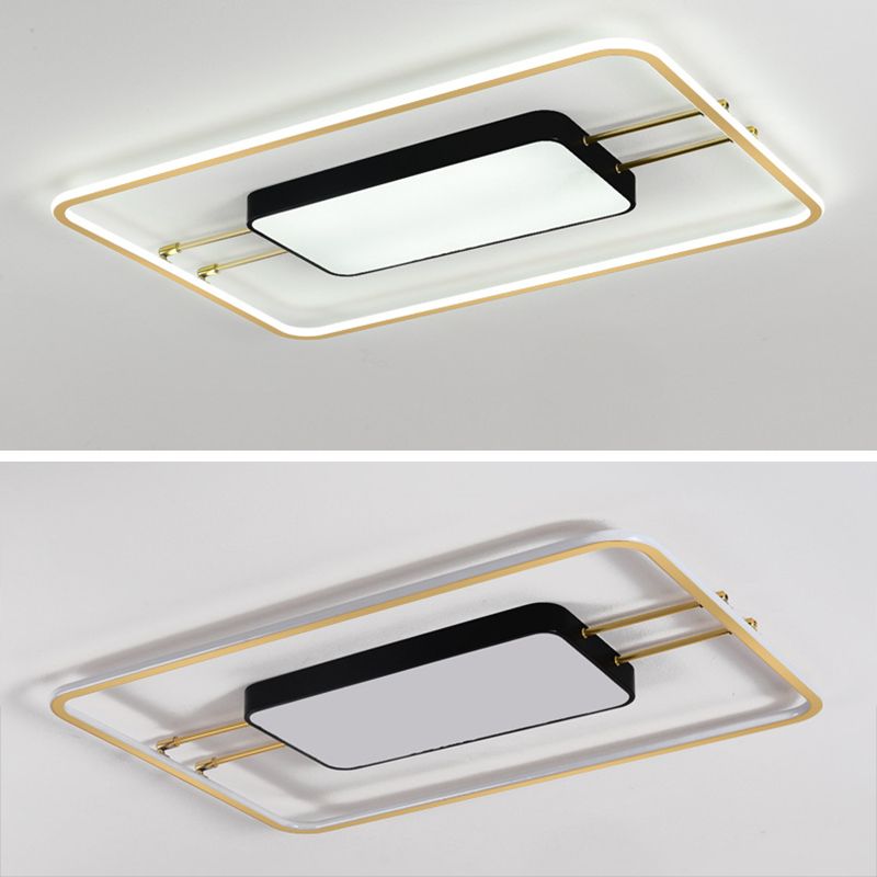 Moderne rechteckige LED-Unterputzleuchte aus Metall für das Wohnzimmer mit Acrylschirm