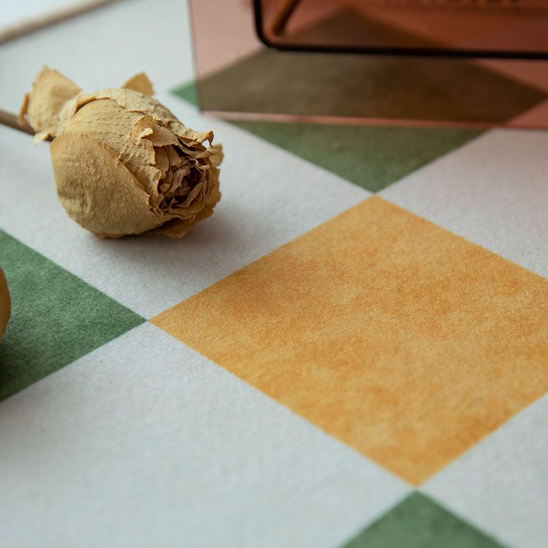 Green Living Room Area Rug Plaid Pattern Polyester Area Carpet Non-Slip Backing Rug