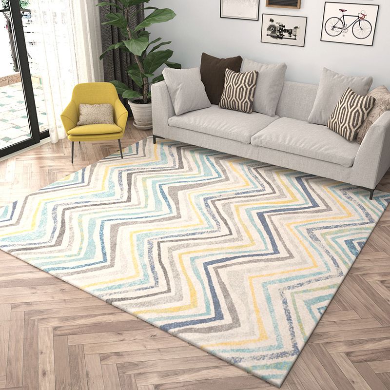Western Bedroom Rug Multi Colored Geometric Print Carpet Cotton Blend Pet Friendly Easy Care Rug