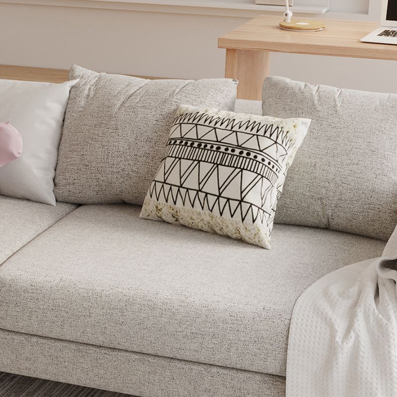 Modern Cotton Square Arm Sofa Pillow Back Settee for Living Room