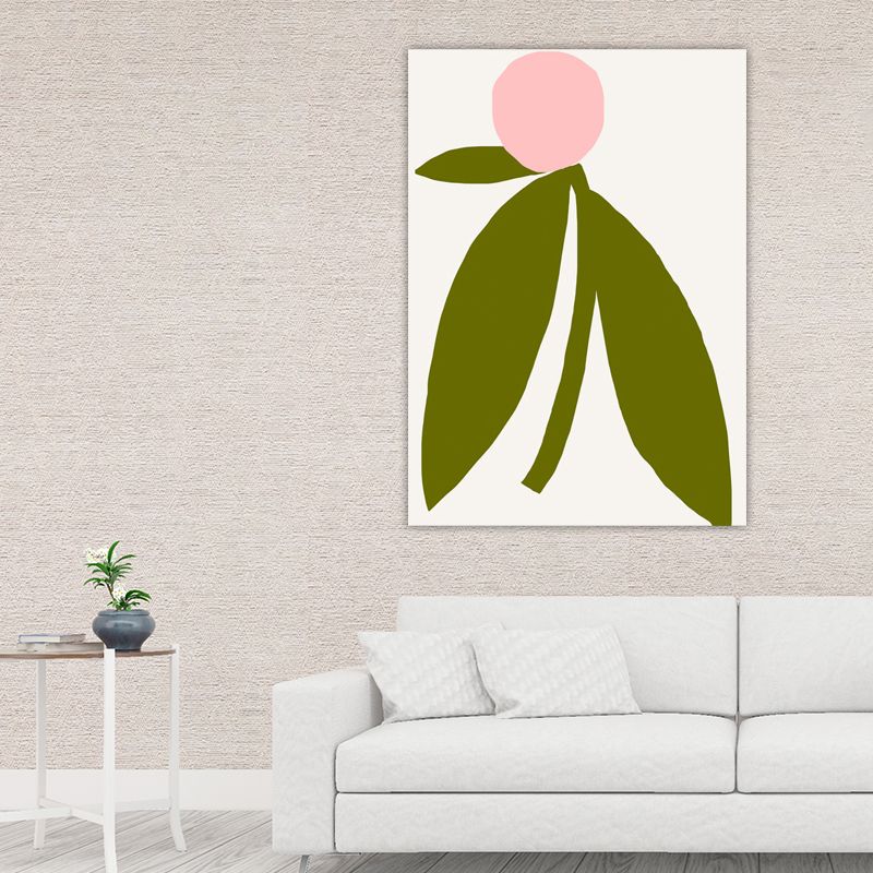 Illustration Botany Wall Art Print Cartoon Canvas Painting in Dark Color for Bedroom