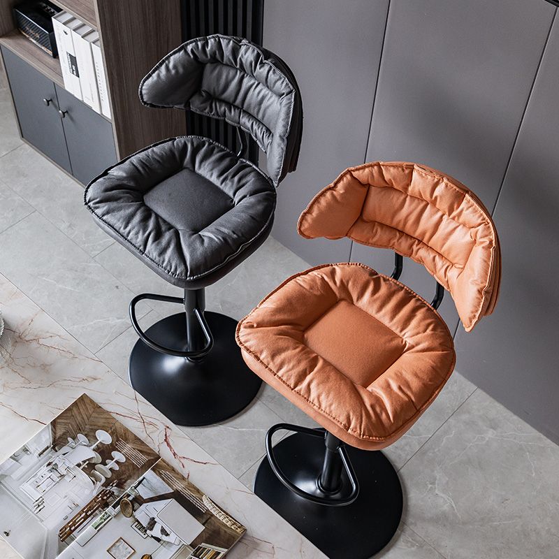 Industrial Metal Adjustable Swivel Barstool Patio Bar Stool with Cushion
