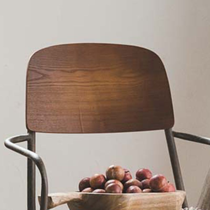 Open Back Side Chair Industrial Style Metal and Wood Dining Chair