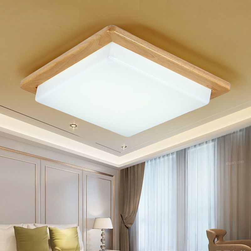 Wood 1-Light Flush Mount Ceiling Lamps Modern Style Geometric Flush Mount Light