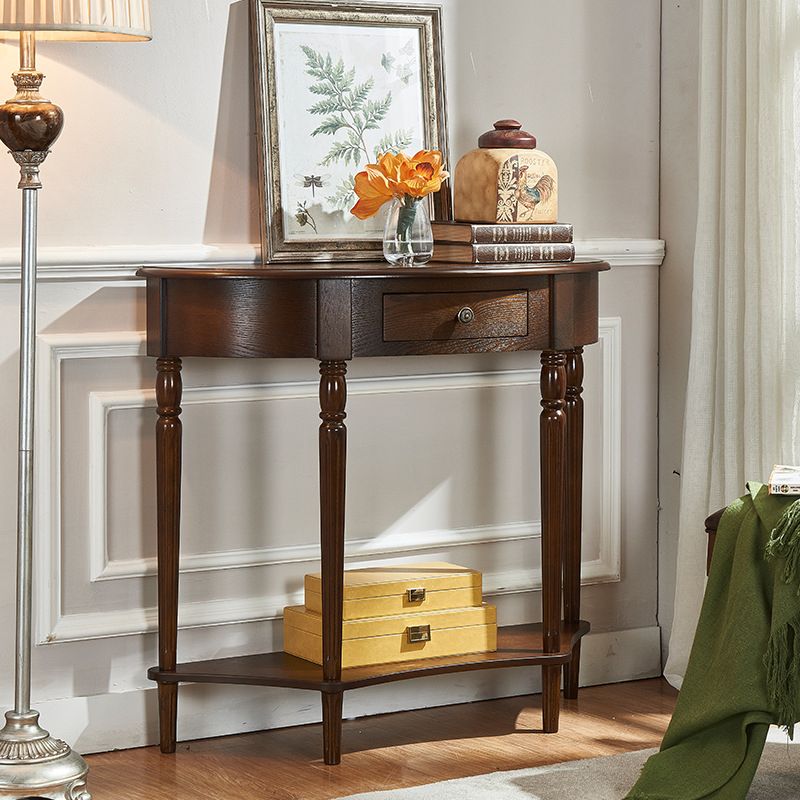 14.2" W Console Table Solid Wood Mid-Century Modern Storage End Table