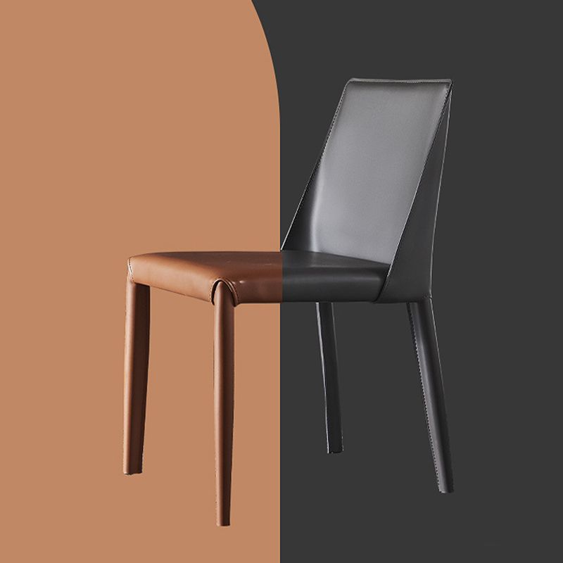 Industrial Faux Leather Dining Chairs Indoor-Outdoor Armless Chairs