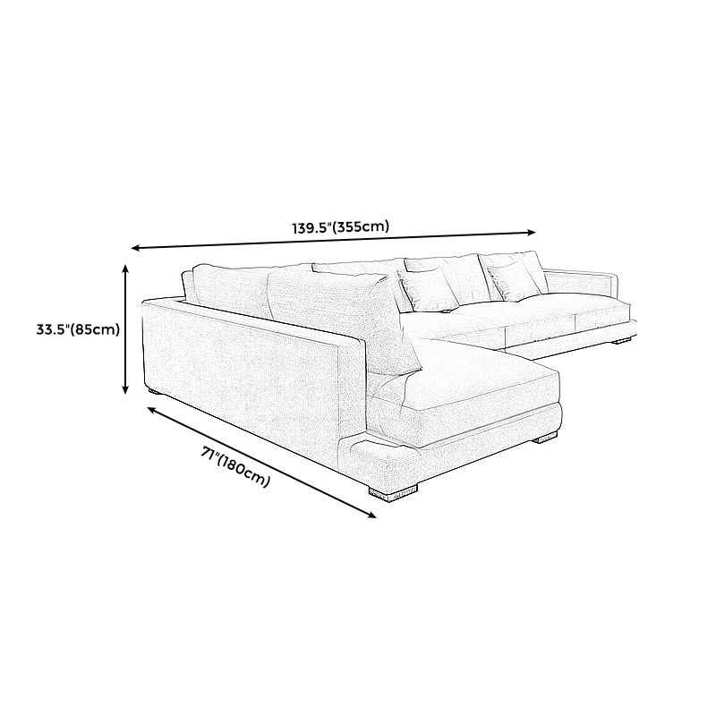 Square Arm Sectional for Living Room with Pillowed Back Cushions