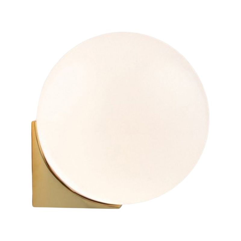 1 / 2 - Light Cream White Bathroom Vanity Lighting in Gold Iron and Glass Bath Sconce