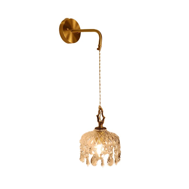 Modernism Golden Metal Wall Light Glass Shaded Lighting for Home