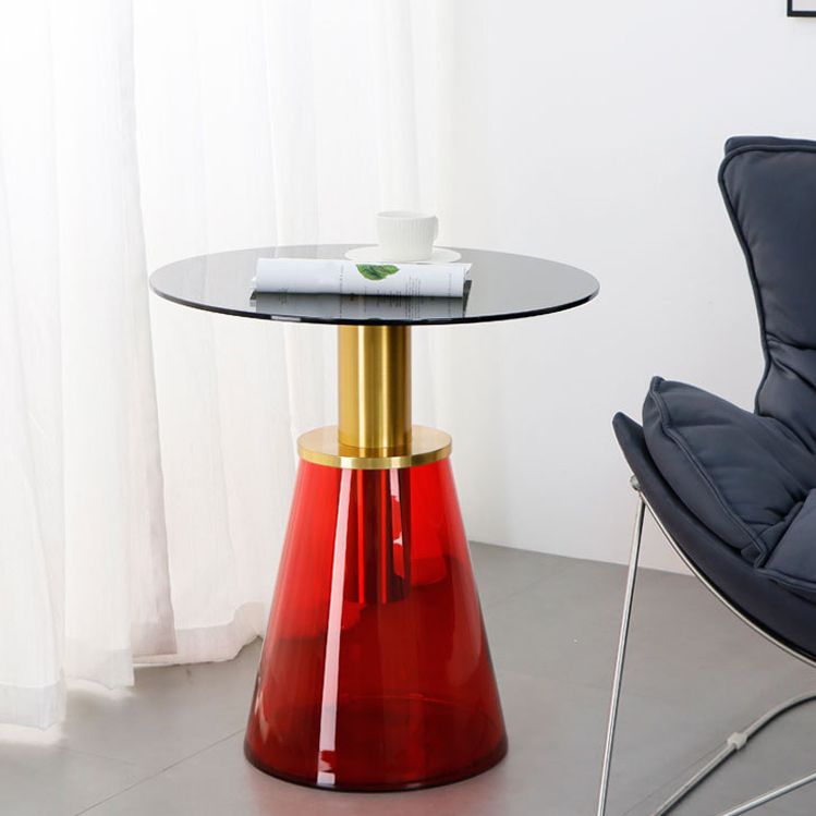25.2" Tall Contemporary Style Side End Table Glass Pedestal Round Sofa Side Accent Table