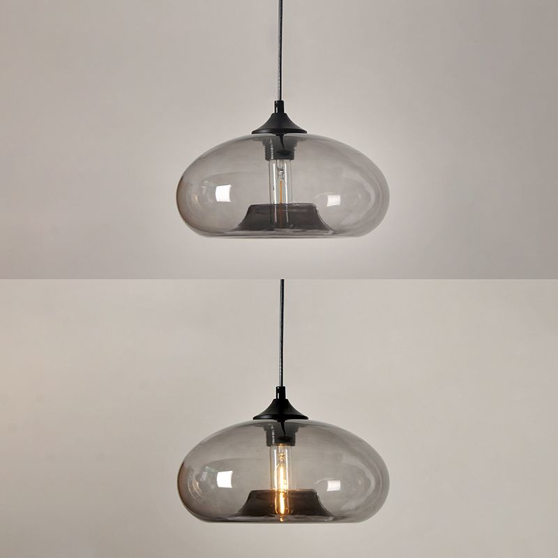 Moderne creatieve single hanging lamp smeedijzeren trommel hanglamp met glazen schaduw