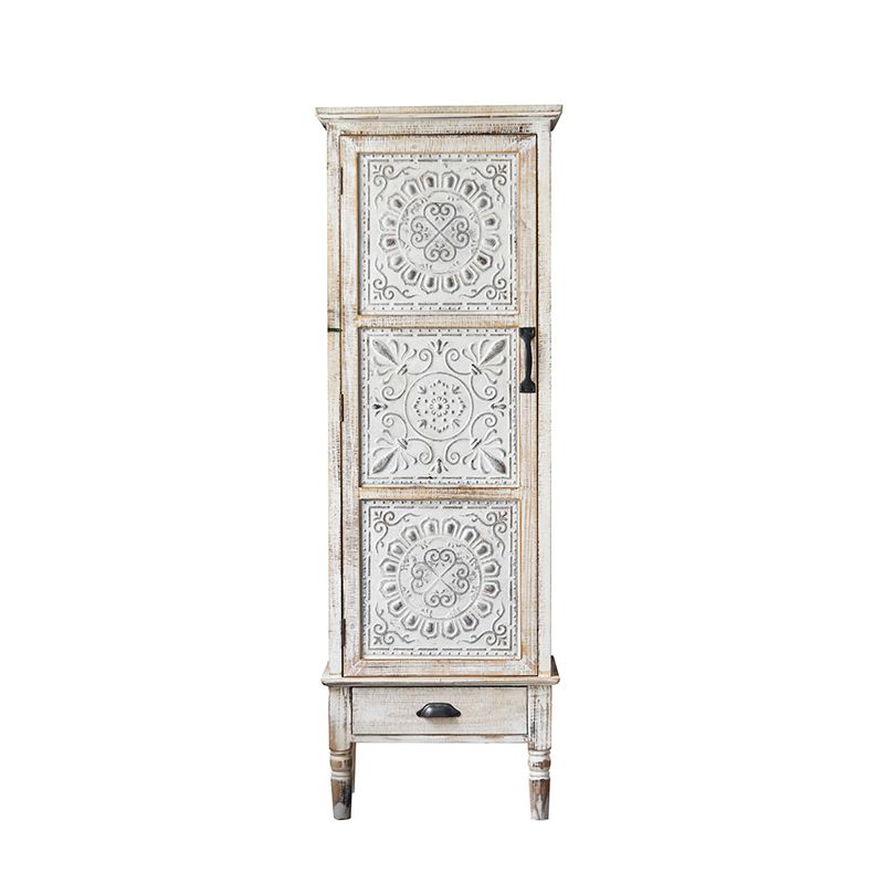 Industrial Wood Accent Cabinet White Accent Cabinet in Distressed Finish