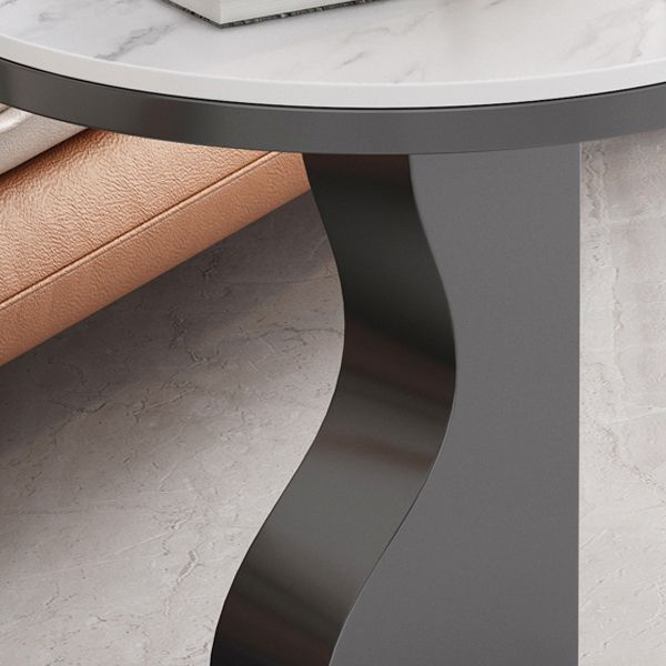 Stone & Iron End Table Dia 19.69" High Round Sofa Side Accent Table