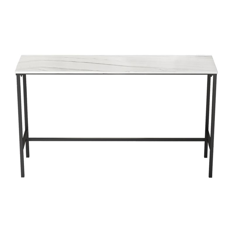 Indoor Marble Trestle Cocktail Bar Table Modern White Footrest Pub Height Dining Table