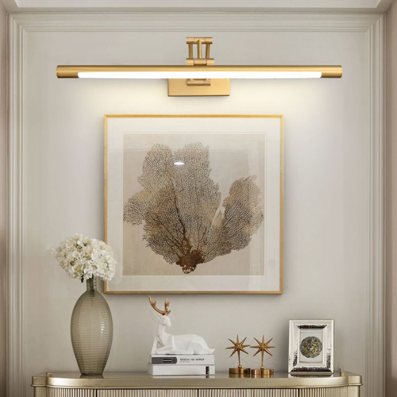 Modern Luxury Style Cylindrical Flush Mount Wall Sconce Copper Wall Mounted Vanity Lights in Gold Finish