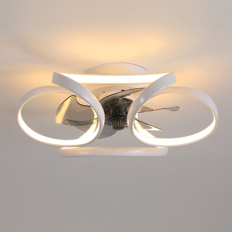 Contemporary Linear LED Ceiling Fan Light Simple Flush Mount Light for Living Room