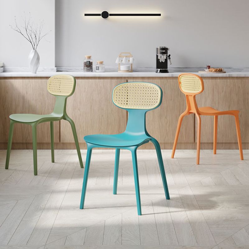 Tropical Outdoors Dining Chairs Wicker Armles Stacking Plastic Outdoor Bistro Chairs