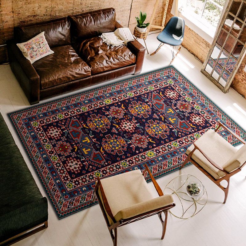 Bohemian Multicolor Rug Tribal Totem Polyester Carpet Stain Resistant Area Rug for Living Room