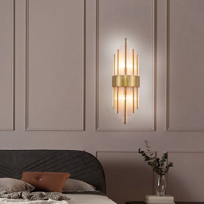 Crystal Geometric Shape Wall Sconce Modern Style 2 Lights Wall Light Fixture in Gold