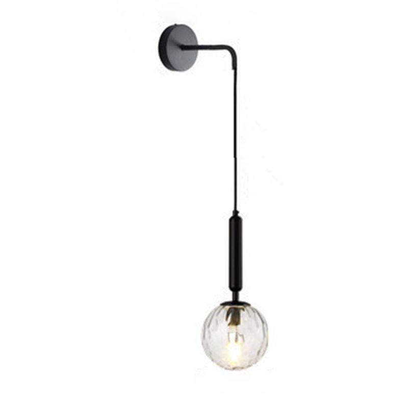 6" Diameter Orb Glass Shade Simplicity Wall Lamp 1-Light Nordic Style Bedside Sconce Lights