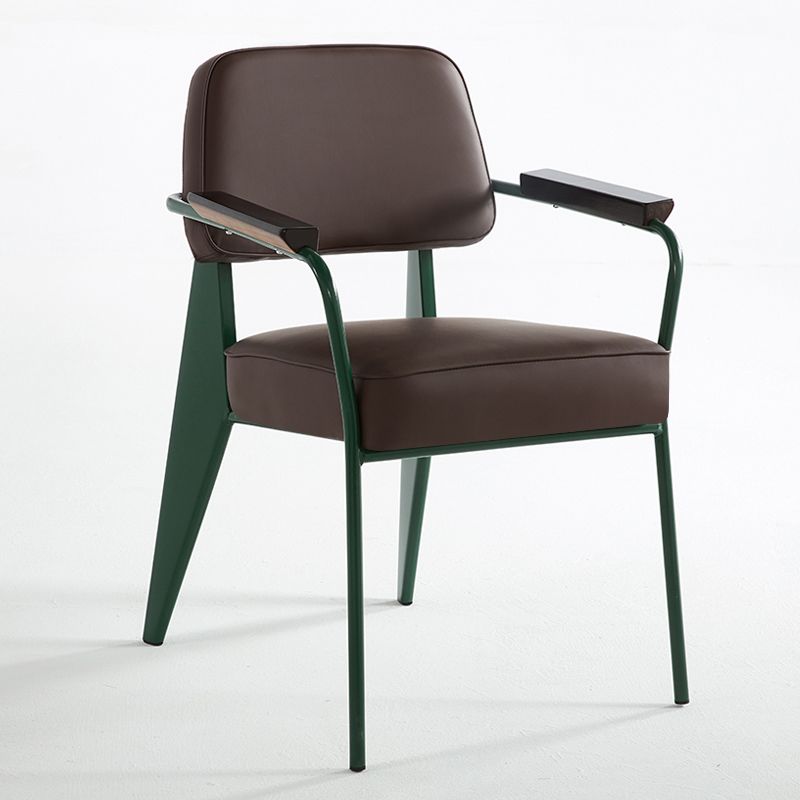 Industrial Style Dining Arm Chair Upholstered Open Back Armchairs with Metal Legs