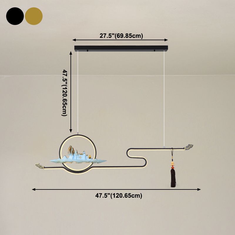 Resina luces colgantes colgantes chinas lámparas colgantes lineales modernas para comedor