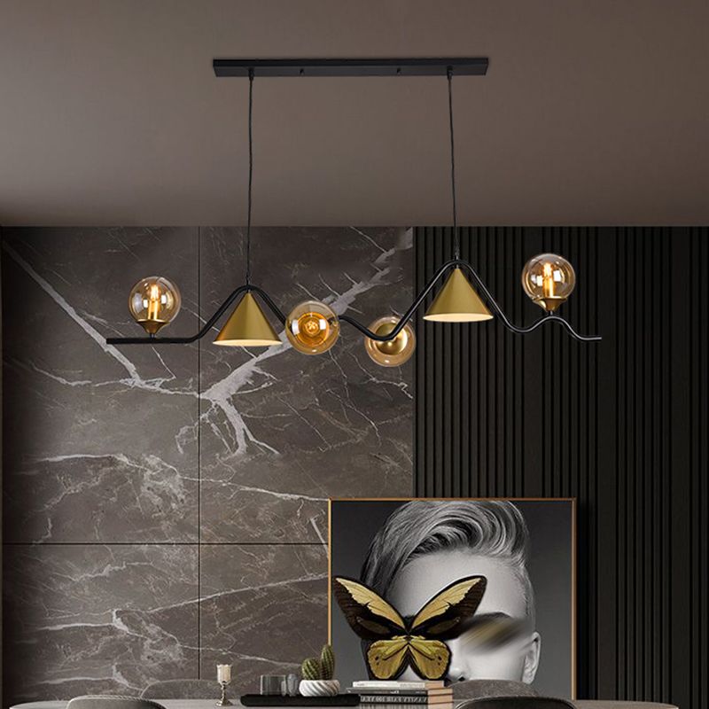 Nordic Glass Island Light Geometric 6 Lights Island Anhänger für Wohnzimmer