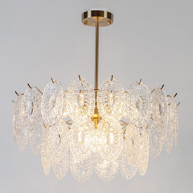 American Style Chandelier Light Fixture Metal Glass Chandelier in Gold