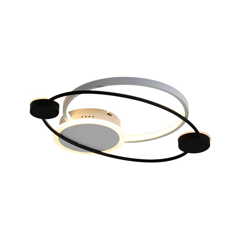 Orbit Integriertes Led Flush Light Warm/Weiß Licht Metall und Acryl Nordic Style Flushmount in Schwarz und Weiß/Grau