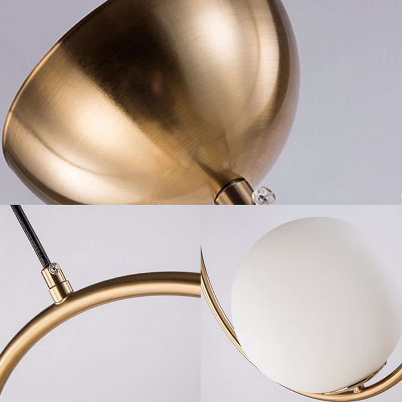 Pendante à nuance sphérique moderne avec anneau Verre givrée 1 clair