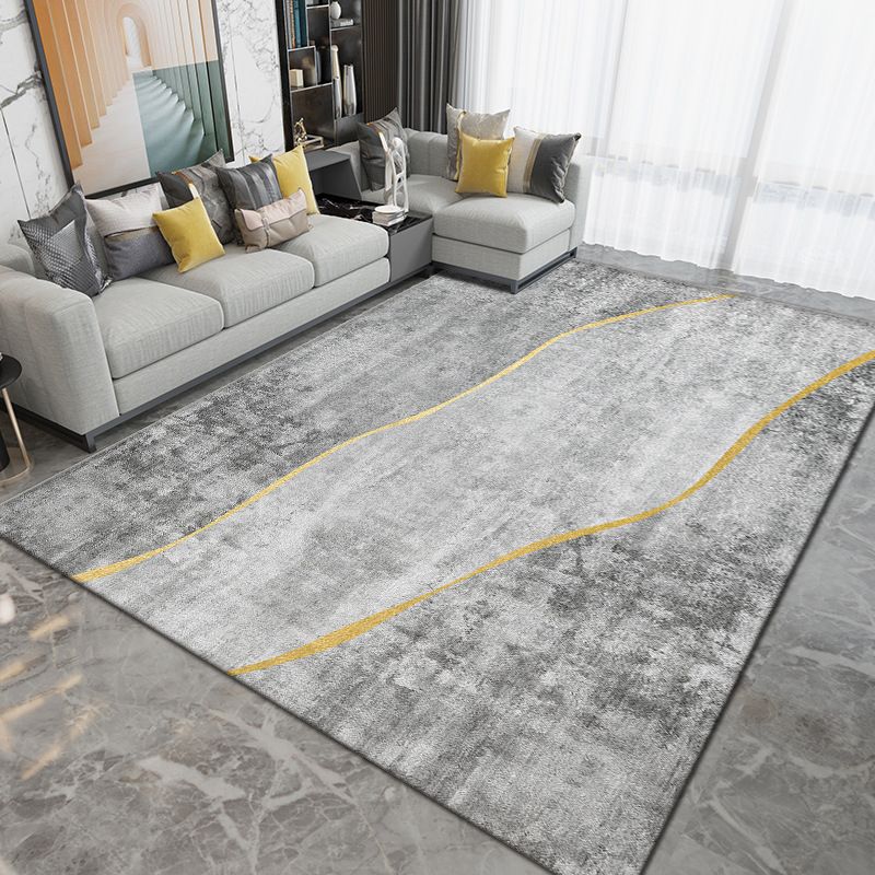 Grey Contemporary Rug Polyester Graphic Rug Washable Rug for Sitting Room