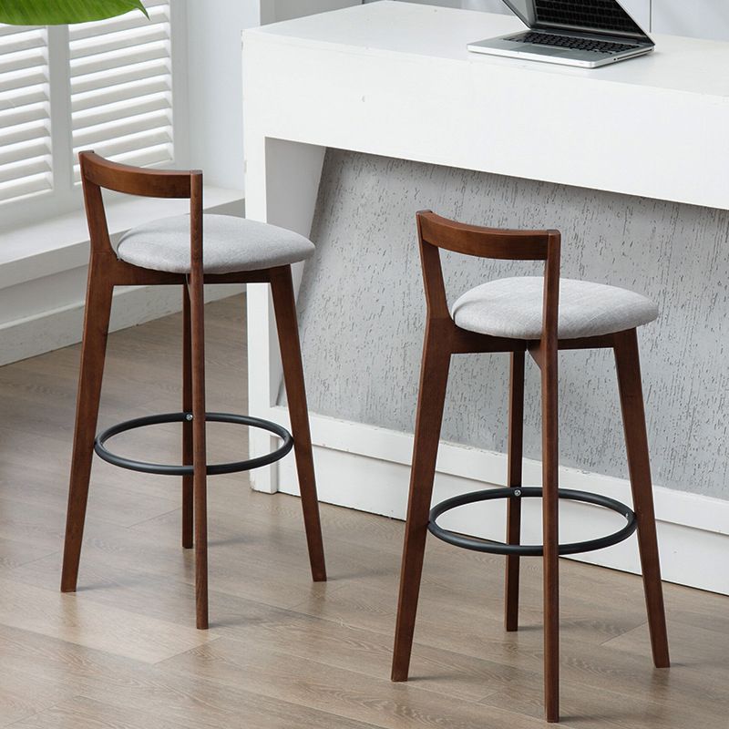 Contemporary Brown Wood Stool Faux Leather Furniture Low Back with 4 Legs