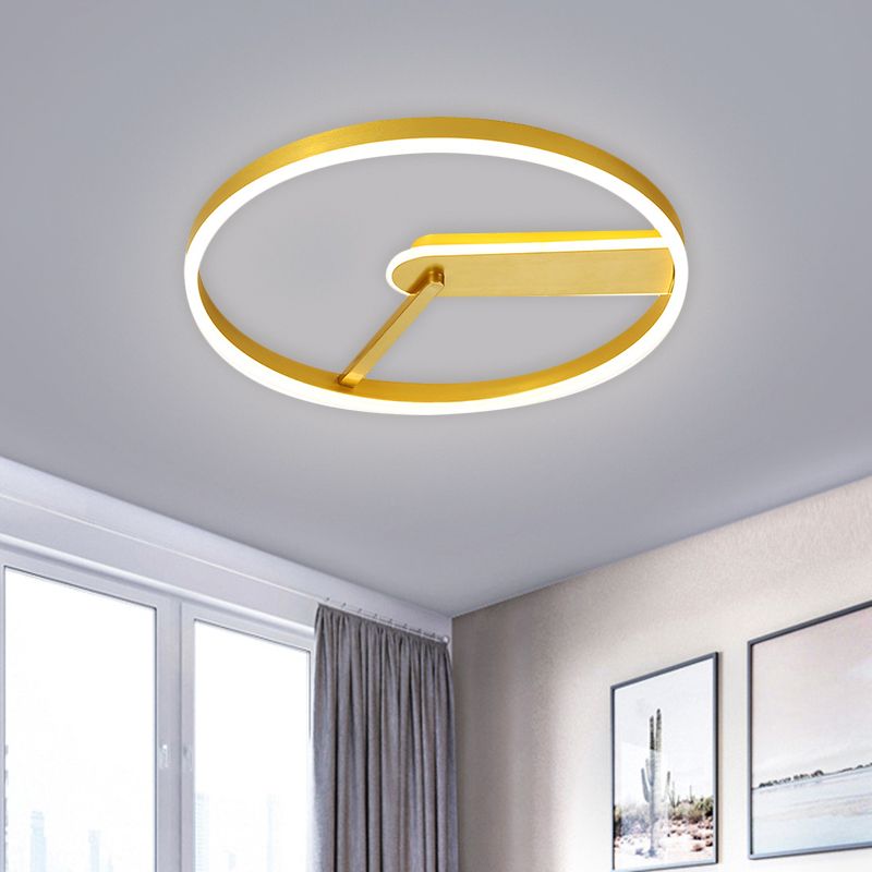 Lámpara LED de montaje empotrado Simplicity, redonda dorada, empotrada en el techo con pantalla metálica en luz blanca/cálida, 16"/19,5" de ancho