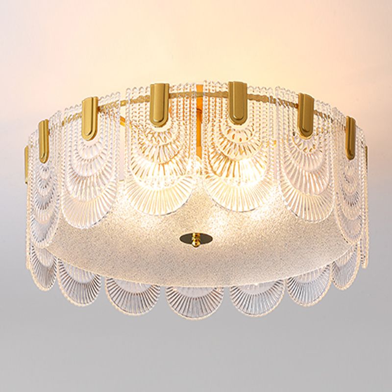 Iluminación de techo de montaje empotrado simple Lámpara de techo de vidrio contemporánea en oro