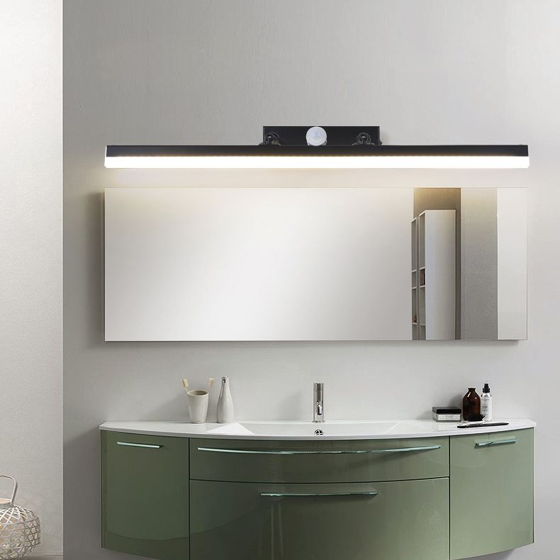 Moderner minimalistischer Stil Lineare Waschtischwandleuchten Metallbeleuchtung im schwarzen Finish
