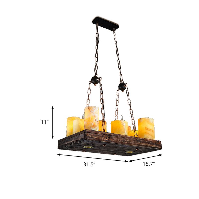 Marble Candle Island Light Fixture Vintage 8/12/16 Lights Dining Room Hanging Ceiling Light in Yellow