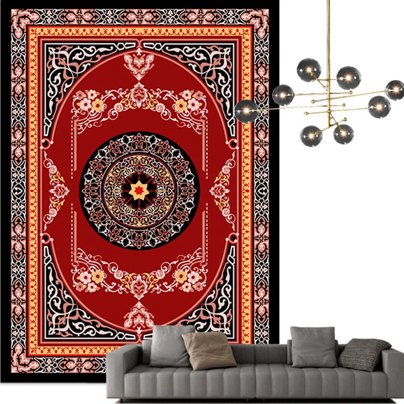 Traditional Multi Color Moroccan Rug Polypropylene Flower Carpet Anti-Slip Backing Pet Friendly Stain Resistant Rug for Living Room