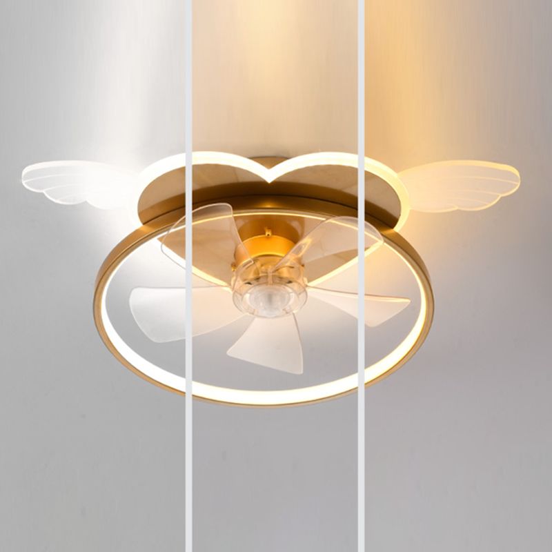Cartoon Love Heart Led Lüfter Leichtes Acrylschlafzimmer Halbflush Mount Decke mit Metallring