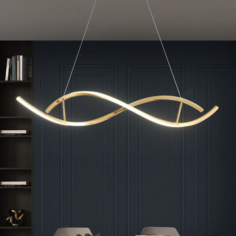 2 Lights Geometric Chandelier Light Contemporary Metal Pendant Lighting in Gold