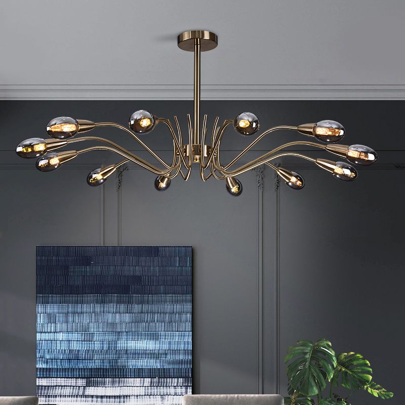 Lámpara de lámpara de lámpara de estilo posmoderno lámpara colgante de vidrio dorado para sala de estar