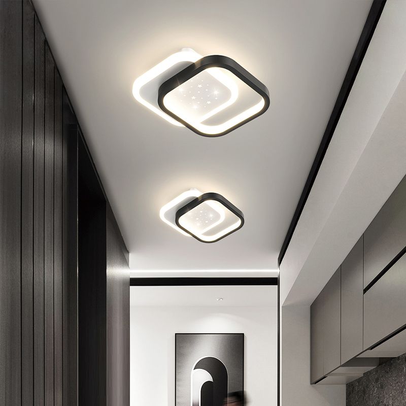 Simple LED Ceiling Light Fixture Metal Flush Mount Entry Light
