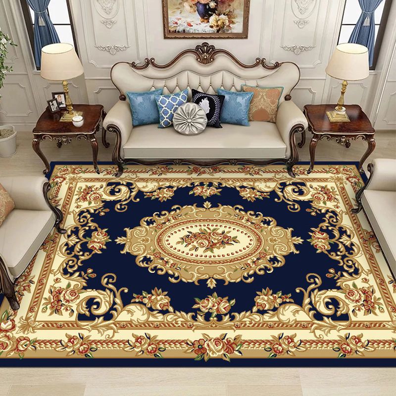 European Indoor Rug Modern Medallion Pattern Area Rug Washable Carpet with Non-Slip Backing
